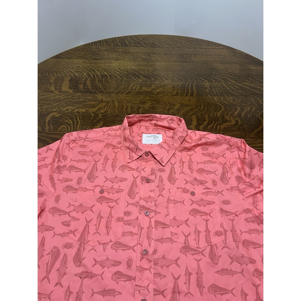 Reel Life Mens XXL Salmon Fish Print Fishing Shirt Performance Button Up AOP